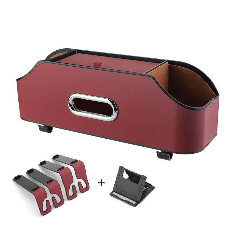 Автомобильный многофункциональный кожаный ящик для хранения салфеток под сиденьем автомобиля, бумажный пакет на заднем сиденье, держатель для стакана с водой, подвесной крючок, органайзер