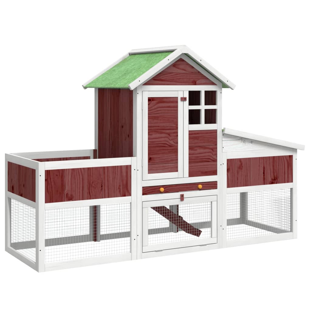 Rabbit Hutch in Mocha 170 x 63 x 113 cm Solid Pine Wood