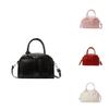 Pu Boston Bag For Women Small Crossbody Street Style With Zipper Closure