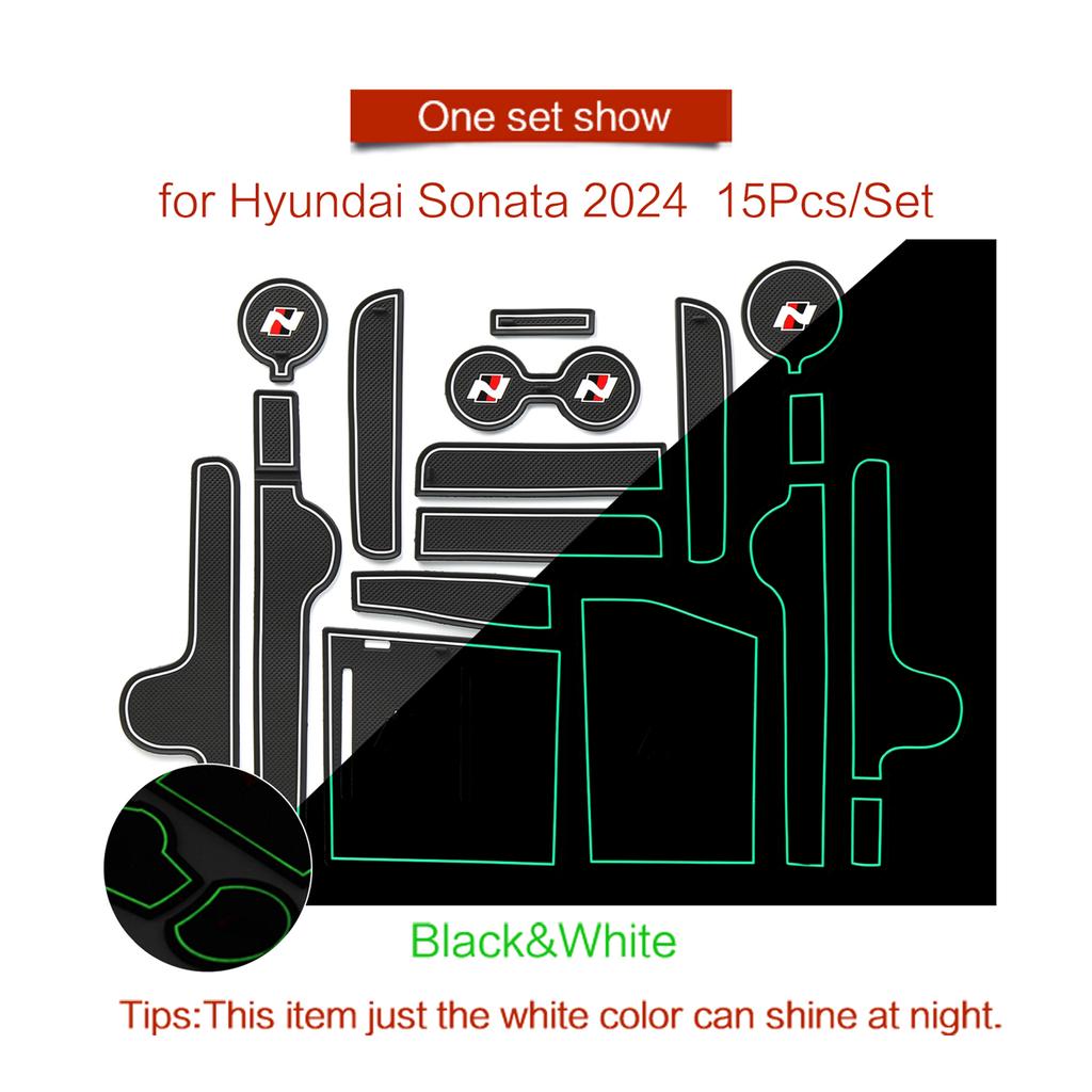Anti-Slip Gate Slot Mat for Hyundai Sonata 2025 N-line Door Groove Pad Cup Holder Interior Accessories 15PCS/set