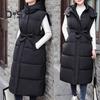 Осенне-зимний жилет с хлопковой подкладкой, женский длинный пуховый жилет, ветрозащитный теплый зимний жилет с капюшоном, верхняя одежда