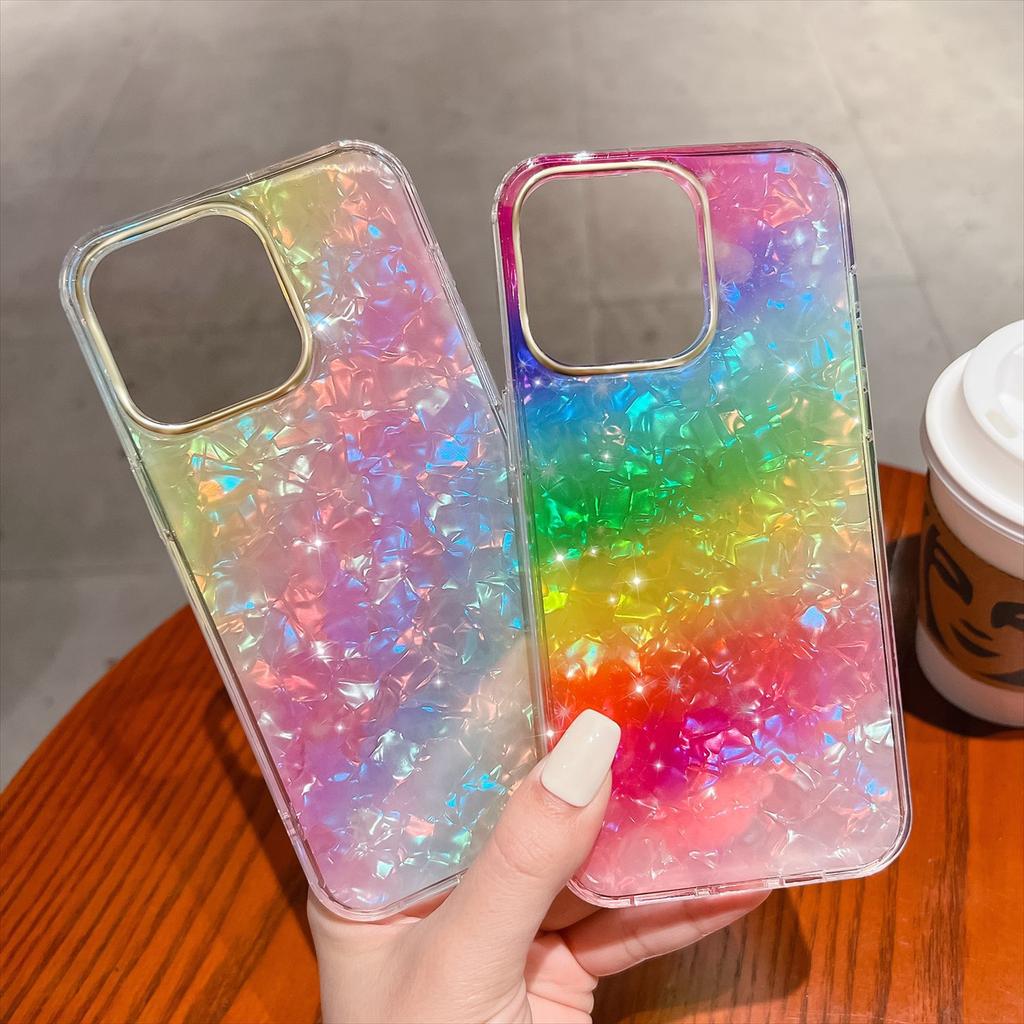 The IPhone16 Electroplated Shell Pattern Is Suitable for The IPhone 15 Phone Case and The Rainbow IPhone14 Pro Max Protective Case