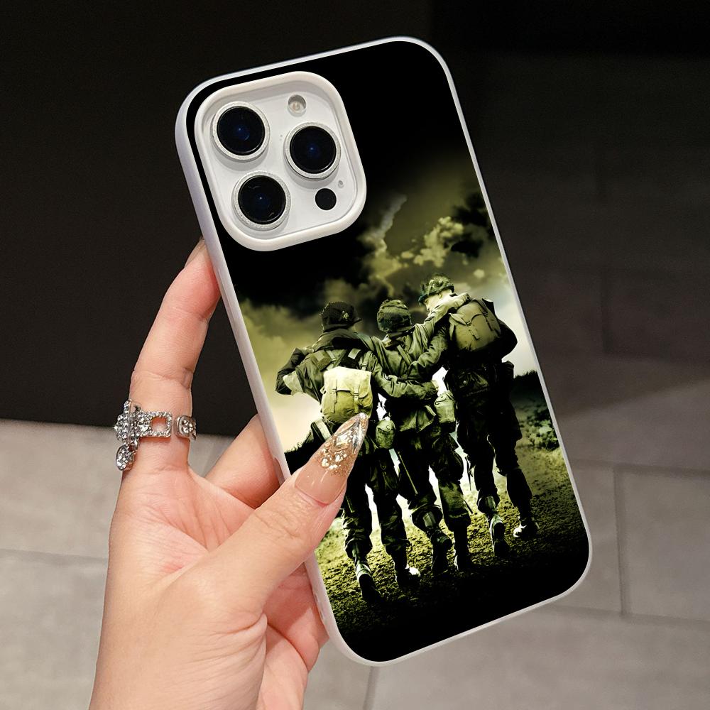 Чехол для телефона Band of Brothers для iPhone 17 16 15 14 13 12 11 Air Pro Max Plus Желейный Двухслойный Белый Чехол