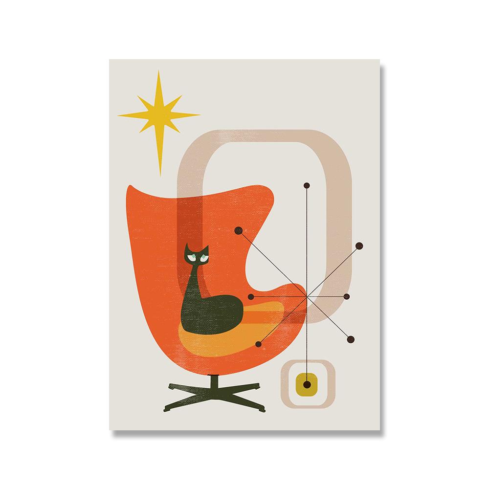 Черные кошки постеры и принты настенное искусство холст картины середины века ретро спутник атомные настенные картины для гостиной домашний декор