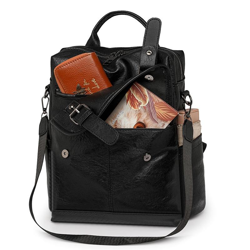 New Retro Women's Backpack Fashionable Soft Leather Fringed Multi-functional Travel Backpack