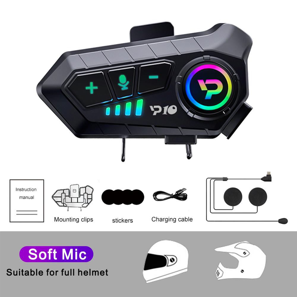 Motorcycle Helmet Headset Bluetooth 5.3 EDR 2000mah Wireless Headphones Earphones IP67 Waterproof Noise Reduction Voice Control