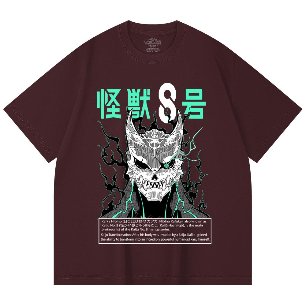 230 г/м² 100% хлопок Kaiju No 8 V3 Принт Унисекс Тяжелая хлопковая футболка