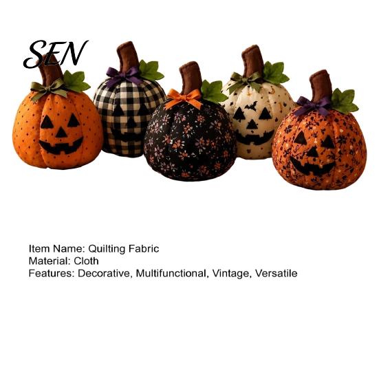 Decorative Pumpkins Cloth for Home Fall Quilting Fabric Patchwork Pumpkins, Square Autumn Precut Quilted Fabric, Vintage Polka Rustic Table