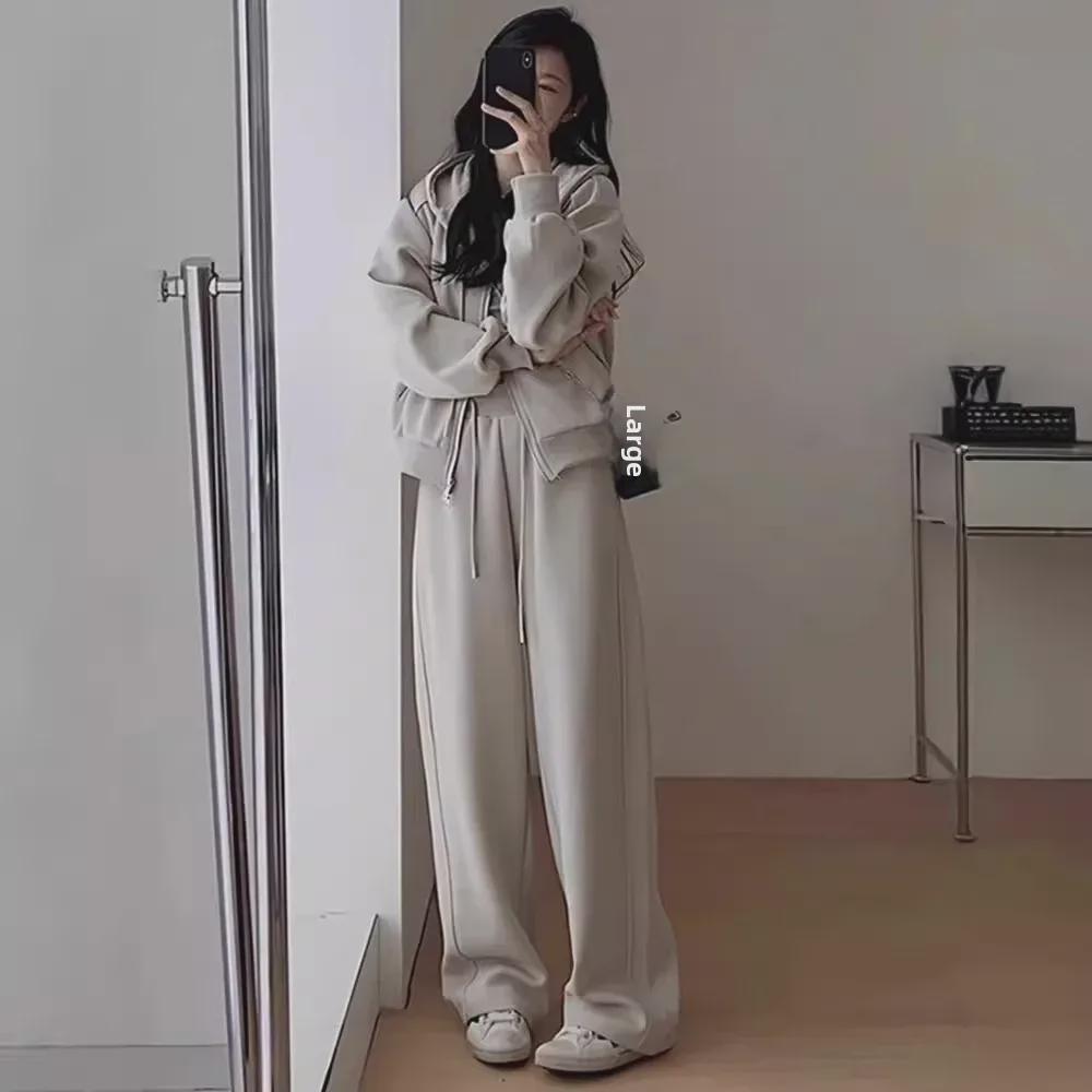 2024 Ранняя осень: свитер в стиле «соль» и комплект из двух предметов в чайном стиле для женщин больших размеров