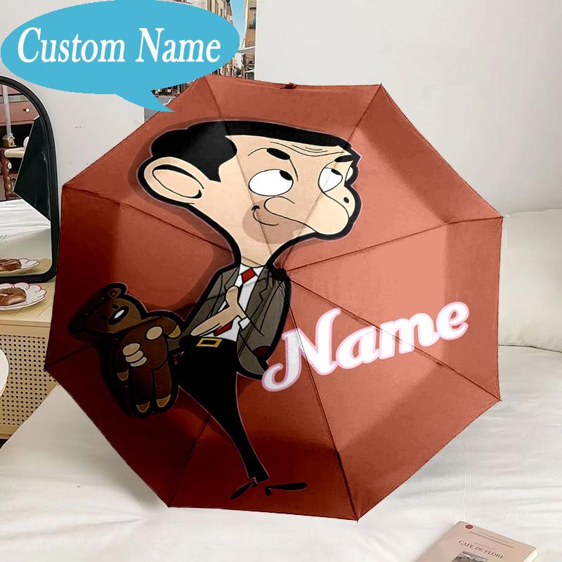 Custom Name Umbrella Mr. Bean's Sunny Day Umbrella 8-Frame for Travel, Camping, Casual Lightweight Portable, Essential for Family Gifts
