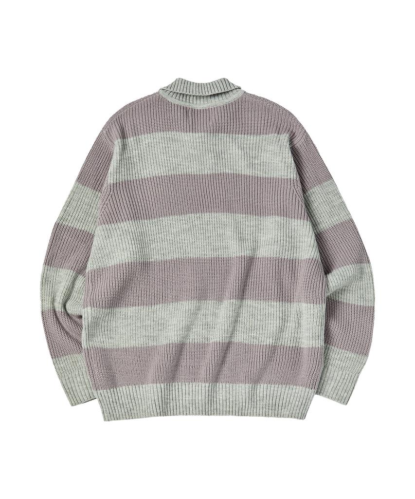 COMONINOZ Bold Stripe Collar Knit [Gray]
