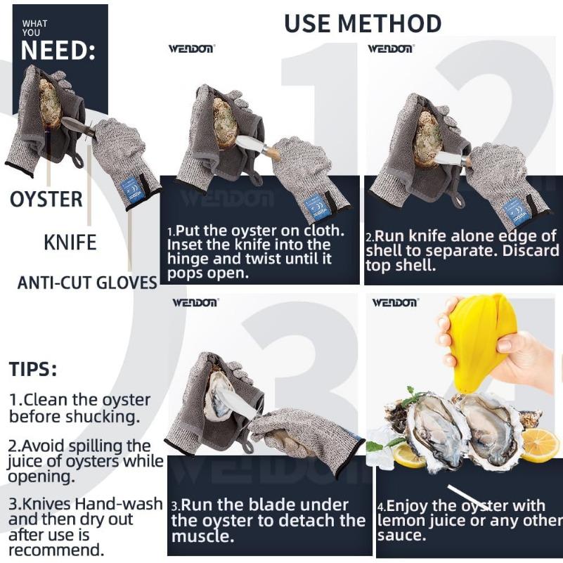 Нож для очистки устриц, V-образный вырез, деревянная нескользящая ручка, нож для очистки устриц, подходит для очистки всех видов раковин