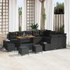13 Piece Garden Sofa Set with Cushions Black Poly Rattan
