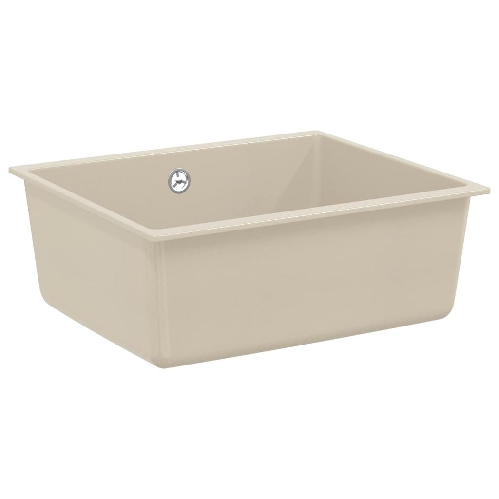 Beige Kitchen Sink 530 x 460 mm Made of 80percent Quartz and 20percent Resin
