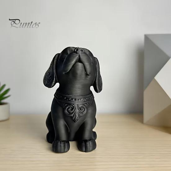 Декор для дома в форме собаки, 3D-печатная сидячая фигурка, Современная черная щенячья декоративная статуэтка, Ретро-декор, Скульптура животного, Настольное украшение, Подарок
