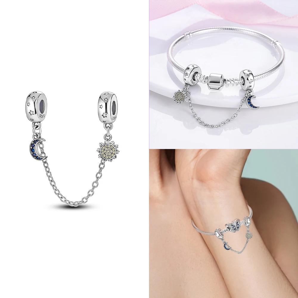 Шарм Медь Луна Звезда Лист Подходит Оригинал Новый Клипса-застежка Цепочка Безопасности Браслет Сделай Сам Для Женщины Девушки Ювелирные Изделия Изысканный Подарок