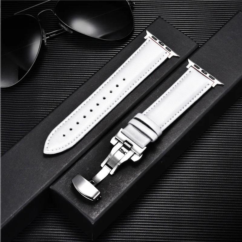 Кожаные ремешки для Apple Watch 10 9 8 7 6 5 4 3 SE ultra Застежка-бабочка Замена ремешка на запястье 46 мм 41 мм 42 мм 44 мм 45 мм Ремешок для iwatch