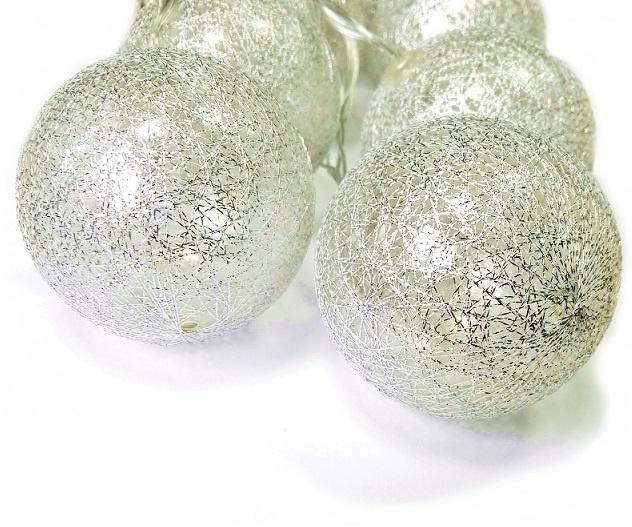 SW61S SILVER CHRISTMAS GARLAND COTTON BALLS