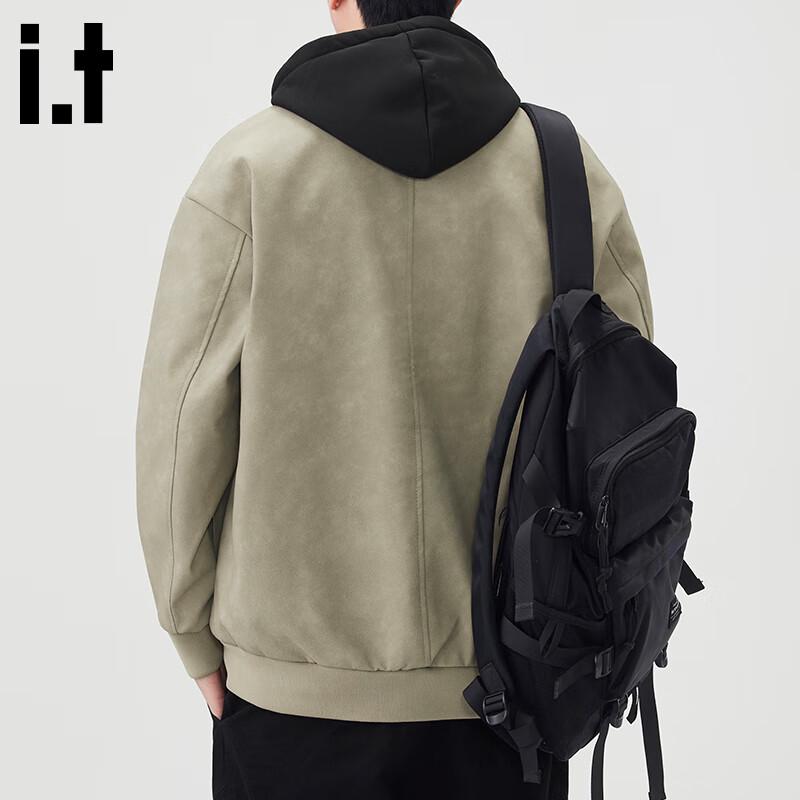 :CHOCOOLATEit Men's American Style Hooded Patchwork Jacket