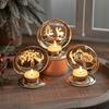 1PC New Christmas Scandinavian Tabletop Gold Iron Candle Holder Projector Wind Lamp Ornaments