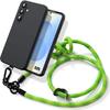 Case for Samsung Galaxy S25 - Black Silicone Protection with Sturdy Green Lanyard