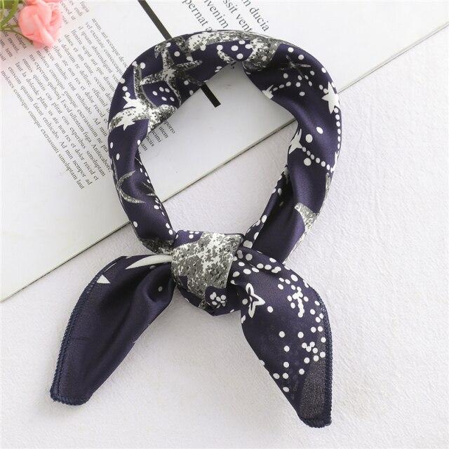 2021 Small Size Women Scarf Fashion Print Silk Scarves Square Neck Office Satin Handkerchief Bandana Foulard