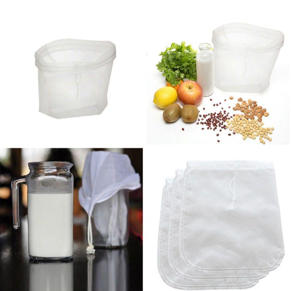 1/5PCS New Liquid Reusable Nylon Mesh Tea Coffee Filter Net Strainer Nut Milk