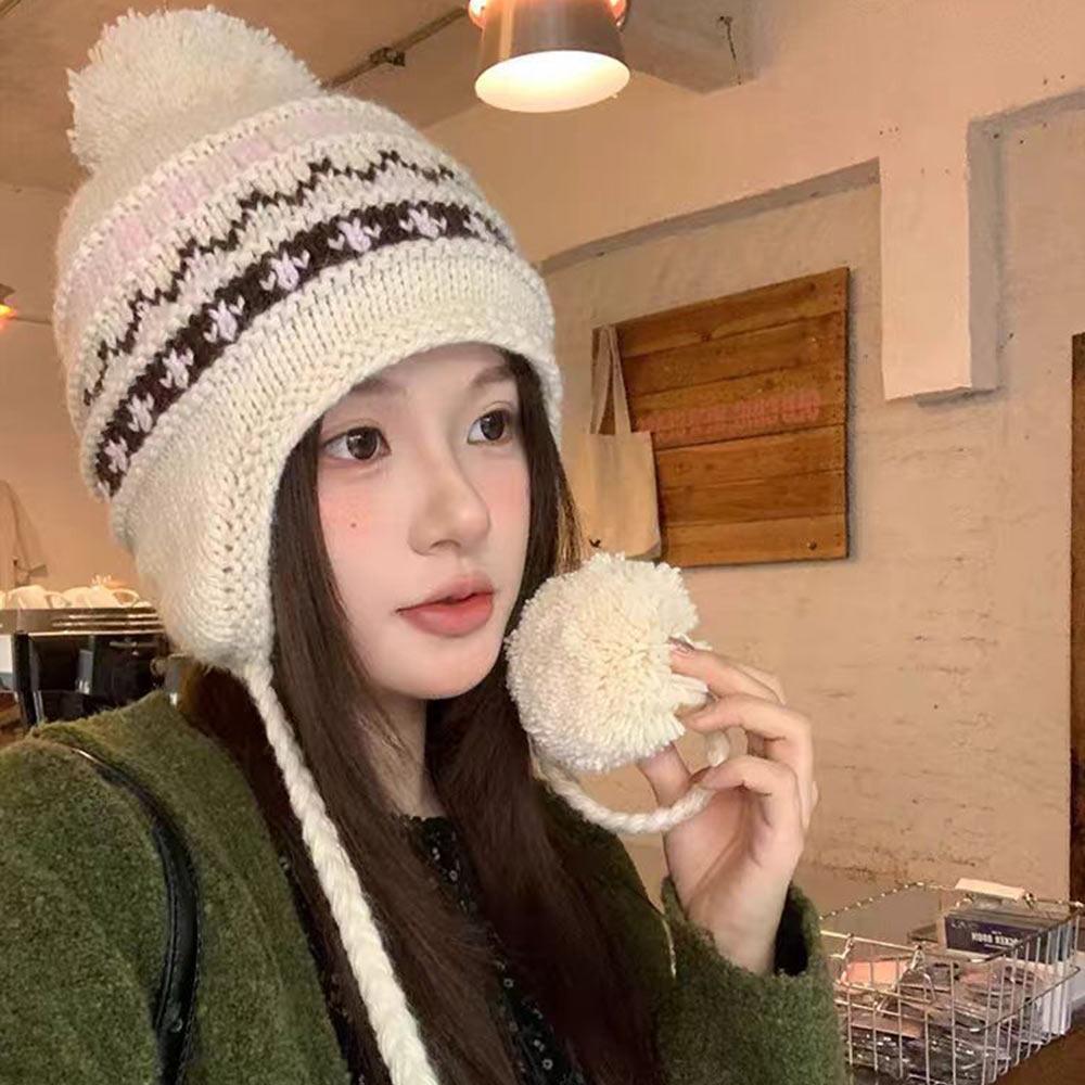 Knitted Warm Beanies Caps Windproof Skullies Hat Casual Ear Protection Hats for Autumn Winter