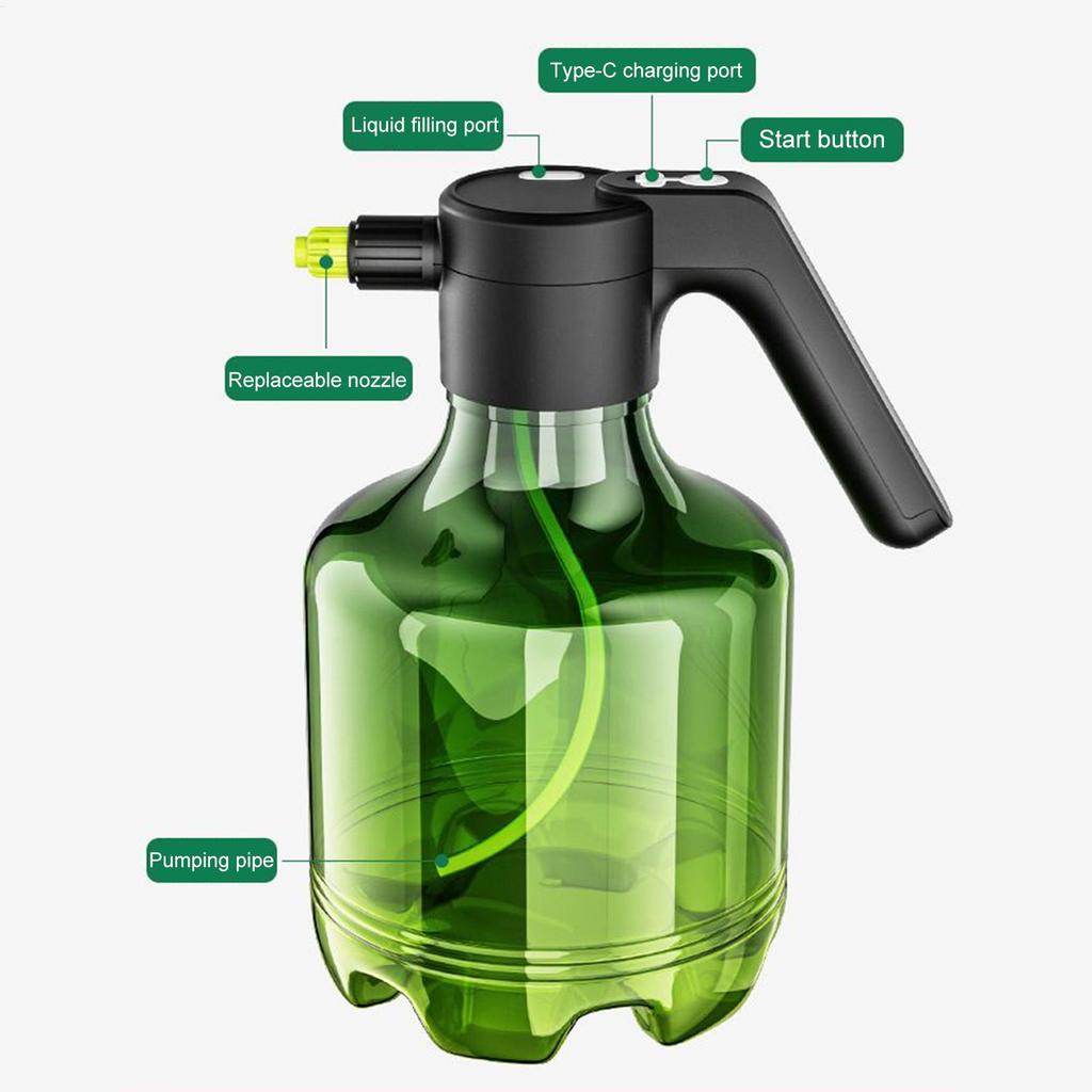 Battery Sprayer 3000ml Rechargeable Battery Garden Sprayer 1500mAh Adjustable Atomizer Bottle Washer For Outdoor Indoor Cleaning