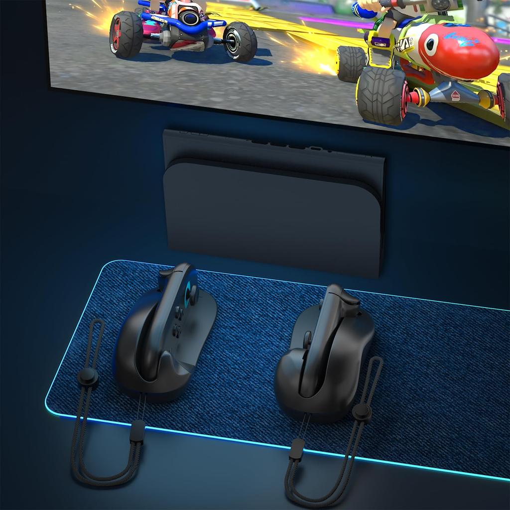 EJGAME Switch 2 Mouse Compatible with Metroid Prime Ergonomic Design for Long Set of 2 Joy-Con Adapter, 4, Plug-and-Play, Playtime, (Black)