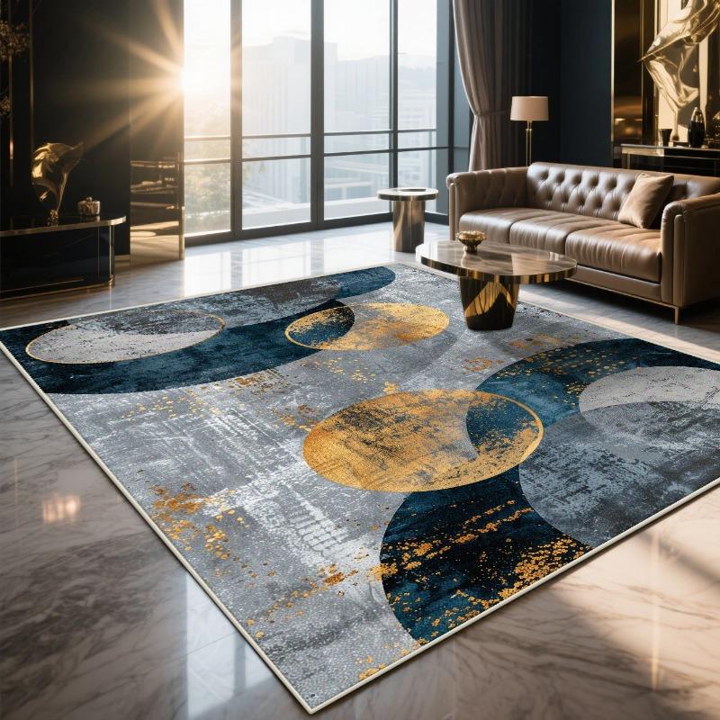 Modern Light Luxury Geometric Living Room Carpet Washable Home Area Rug Decorative Mat Ideal for Bedroom Entrance Parlor