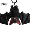 Gothic Bat Keyring Plush Black Keychain Transformable Key Ring Pendant Soft Backpack Bag Purse Charm Halloween Gift for Lovers Lightweight