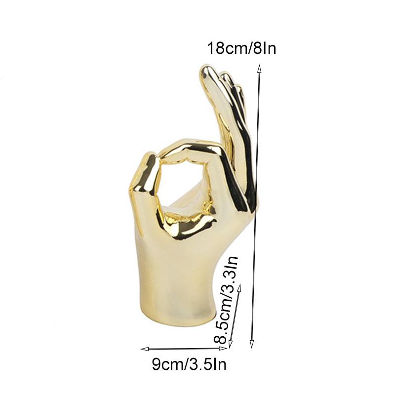 Resin Hand Finger Gesture Figurine Sculpture Decor Abstract Hand Love Gesture Statue Figurines Wedding Home Desktop Decor