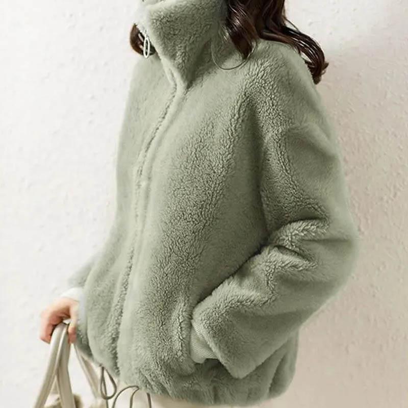 Осеннее и зимнее пальто из овечьей шерсти с воротником-стойкой, короткая толстая теплая куртка, женское меховое пальто