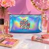 Retro Popcorn Heart Pattern Laser Cosmetic Makeup Bag, Shiny IridescentToiletry Organizer for Travel Holiday Gift and Daily Storage