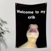 Wall Flag Creative Welcome To My Crib Flag Durable Easy Installation Wall Hanging Banner for Home Decoration