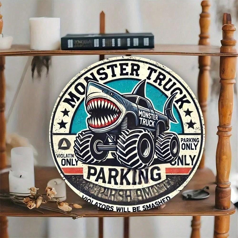Винтажная металлическая жестяная вывеска Monster Truck 8x12 дюймов Ретро алюминиевое настенное искусство Декор для гаража Бара Мужской берлоги