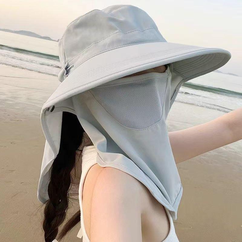 1 шт., устойчивая к ультрафиолетовому излучению широкополая шляпа, маска для лица, дышащая защита шеи, уличное солнцезащитное приспособление, шляпа, закрывающая лицо, женская мода