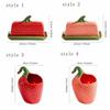 Strawberry Shape Butter Freshness Jar Ceramic Chopstick Tube Butter Box Butter Dish  Restaurant