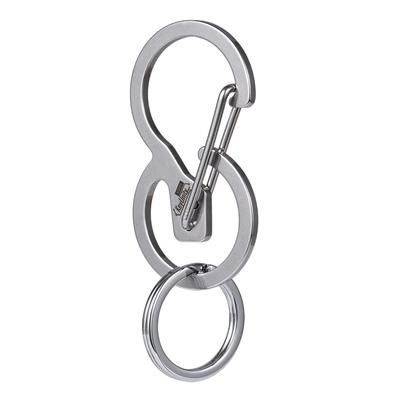 KeyUnity KS01 Карабин из нержавеющей стали серебристый с ключом, брелок для кемпинга, мужской карабин, S-образный, маленький, EDC, S-образный крюк, не выпадающий, кольцо,