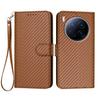 For TECNO Camon 40 Premier 5G Wallet Case with Strap Carbon Fiber Texture Leather Mobile Cover