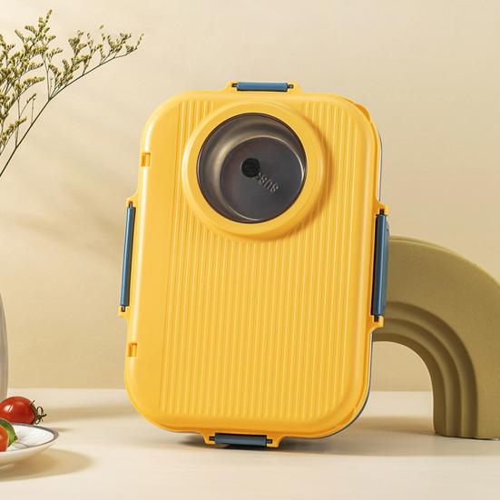 1 комплект контейнера для пищевых продуктов объемом 1100 мл, 3 отделения, ланч-бокс Bento из нержавеющей стали, не содержащий BPA, с