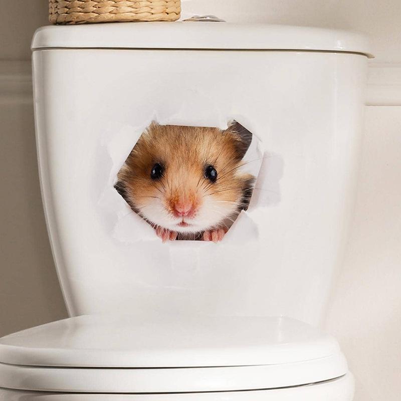 Креативная реалистичная 3D наклейка на унитаз с милым котом Vision, забавная наклейка с изображением животных для ванной комнаты, декор крышки унитаза, самоклеящаяся ПВХ, водонепроницаемая картина