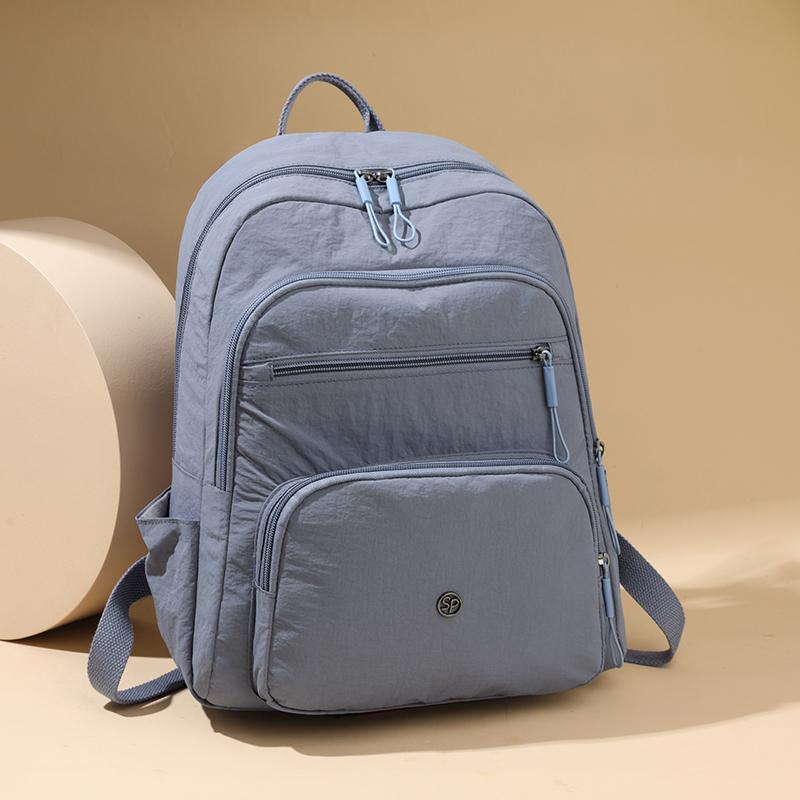 Однотонный рюкзак женский многослойный карман водоотталкивающий нейлоновый рюкзак