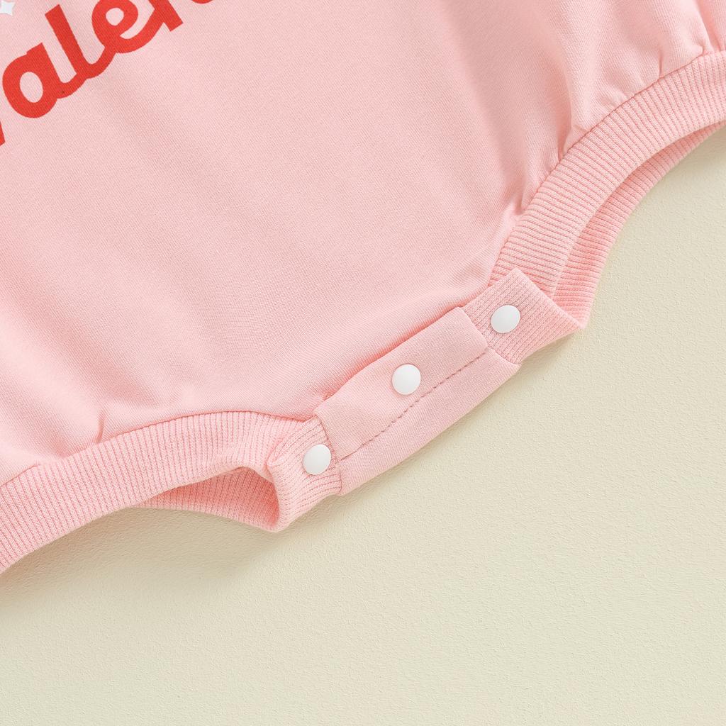 Детский комбинезон на День святого Валентина с длинными рукавами и круглым вырезом, с принтом в виде сердца и букв, комбинезон-толстовка  