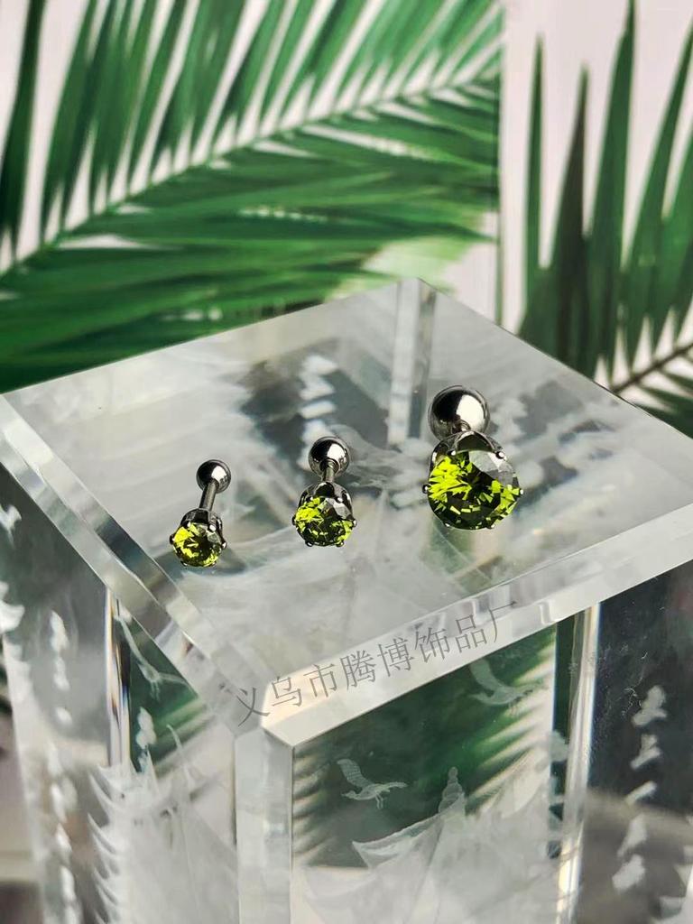 Minimalist Unisex Six-Prong Round Threaded Cubic Zirconia Cartilage Stud Earrings