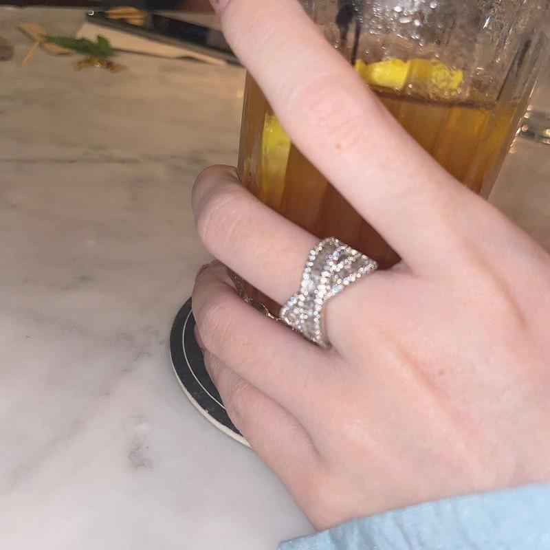 Unique Design Fashionable Adjustable Open Ring For Women Vintage Zircon Copper Jewelry