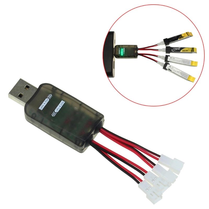 4-слотовый USB-адаптер для зарядки аккумуляторов для V911 1S 3,7 В/3,8 В LiPo/LiHV с идентификацией и множественной защитой