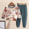 Kids' Fall Cotton Pajama Set: Unisex Long-Sleeve Top and Bottoms