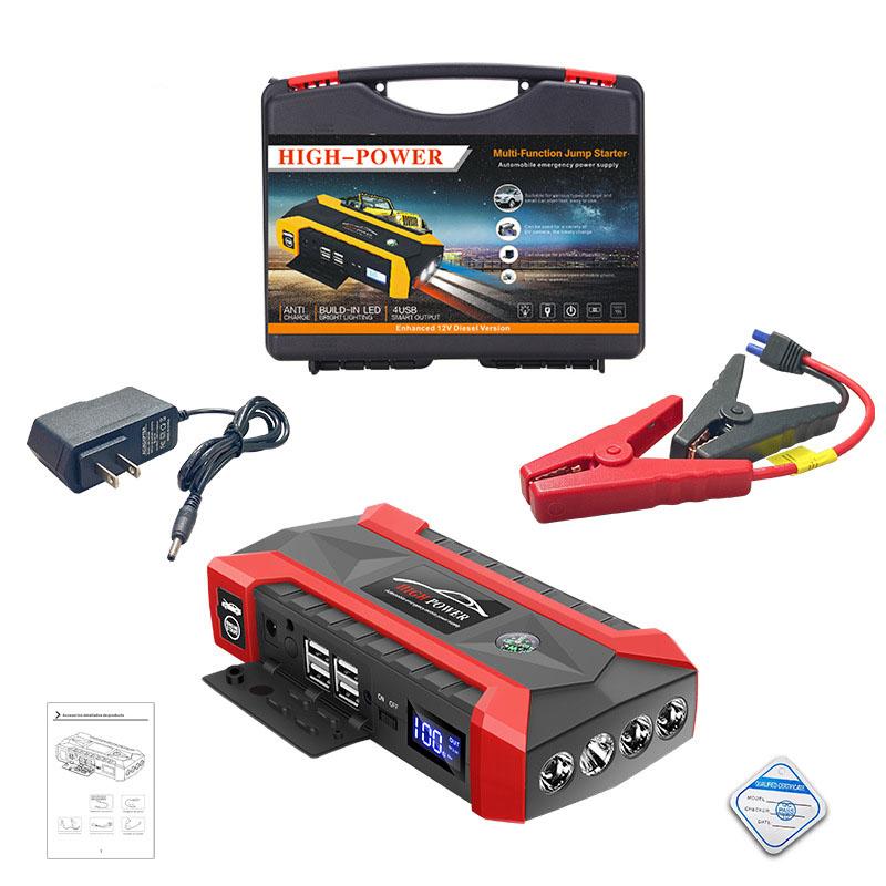 1000A Car Battery Booster Jump Starter, 12V Portable Air Compressor Tire Inflator with Power Bank